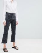 Asos Design Egerton Rigid Cropped Flare Jeans In Dark Leopard Print - Multi