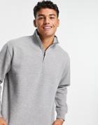 Topman Half Zip In Gray Heather - Part Of A Set-grey