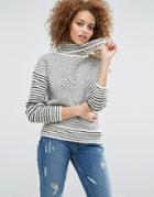 Asos Sweater In Chevron Pattern With Popper Neck Detail - Multi