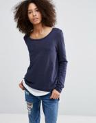 Only Jessy Jess Long Sleeved Layered Top - Navy