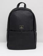 Asos Backpack In Grain Faux Leather In Black With Front Pockets - Black