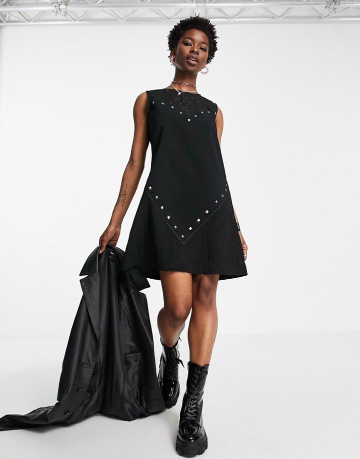 Love Moschino Heart Detail Mini Dress In Black