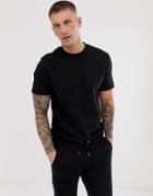 Asos Design Short Sleeve Tracksuit With Shorts In Black - Black