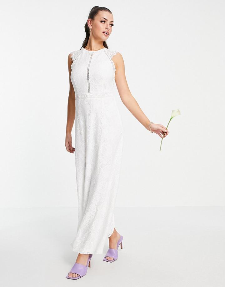 Vila Bridal Dress With Lace Detail In White