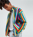 Reclaimed Vintage Inspired Zip Thru Jacket In Stripe Fleece - Blue