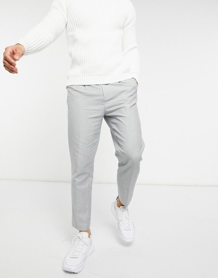 Asos Design Tapered Pant In Cotton Linen-grey