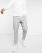 Asos Design Tapered Pant In Cotton Linen-grey