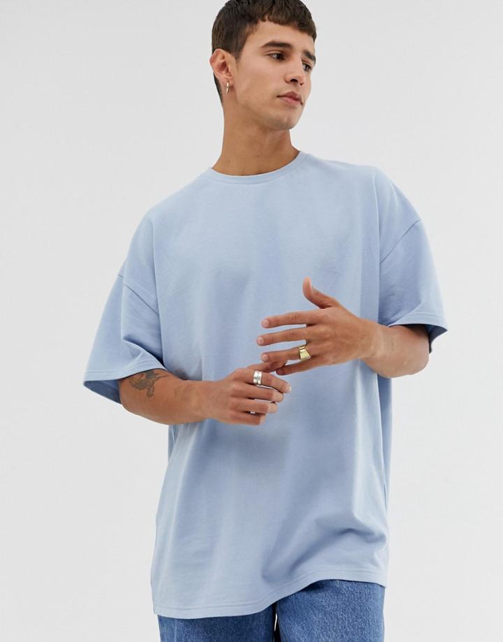 Asos Design Oversized T-shirt In Pique In Blue