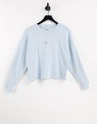 Calvin Klein Jeans Logo Raw Hem Sweater In Blue-blues