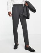 Bando Slim Fit Suit Pants In Navy Pinstripe