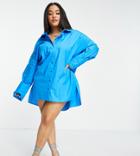 In The Style Plus X Lorna Luxe Oversized Shirt Dress In Blue-blues