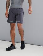 Asos 4505 Training Shorts In Mid Length With Mesh Panels And Side Pocket - Gray