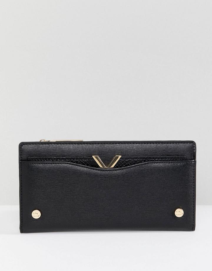 Dune Karcy Black Purse With Card Holder And V Bar Detail - Black