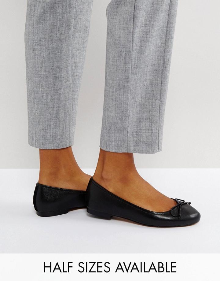 Asos Lifesaver Leather Ballet Flats - Black
