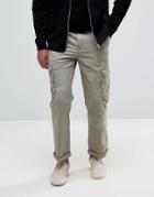 Asos Straight Cargo Pants With Rip And Repair Detail In Stone - Beige
