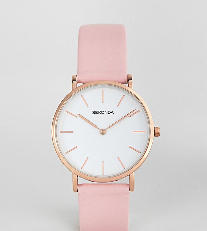 Sekonda Leather Watch In Pink Exclusive To Asos - Pink