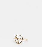Asos Design Curve Ring With Abstract Face In Gold Tone