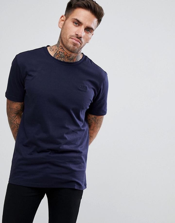 Hugo Crew Neck Logo T-shirt In Navy - Navy