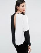 Asos Wrap Back Color Block Top - Black