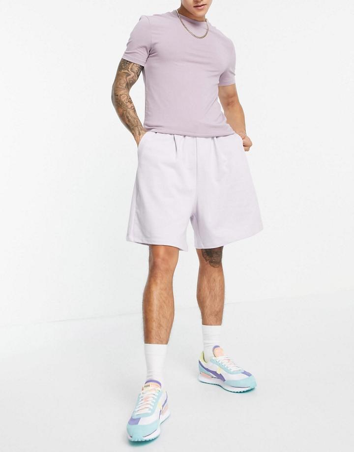 Asos Design Oversized Smart Jersey Shorts In Purple - Purple - Part Of A Set