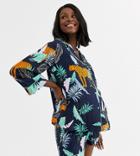 Asos Design Maternity Botanical Tiger Shirt & Short 100% Modal Pyjama