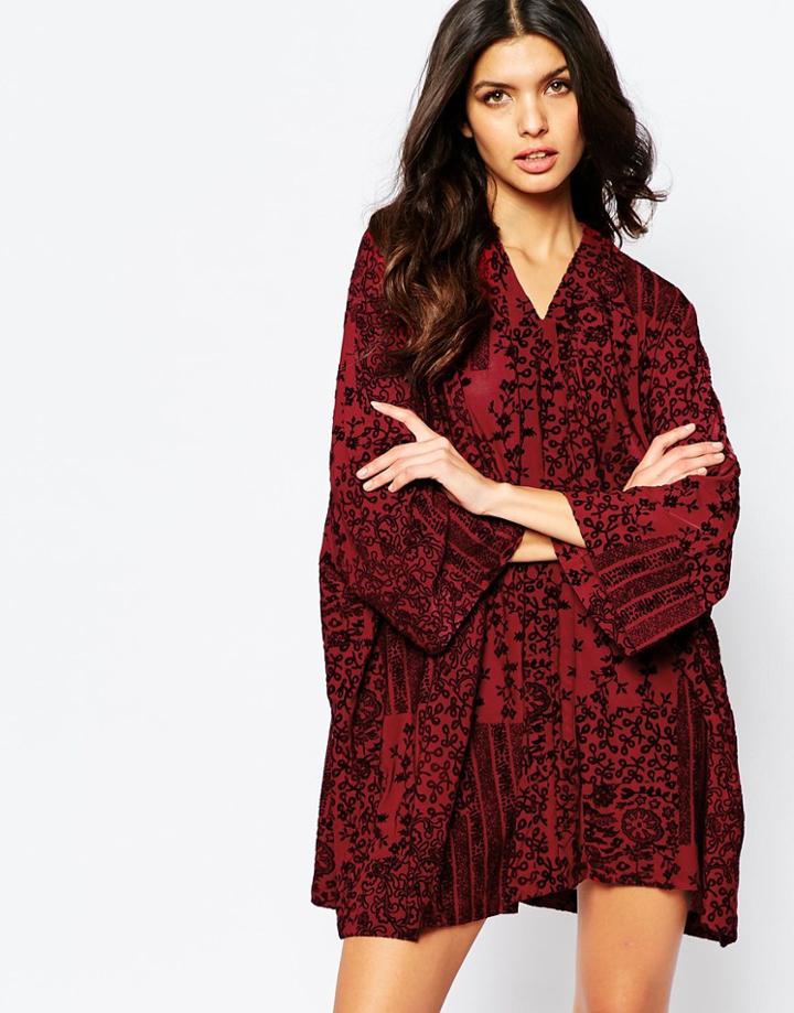 Somedays Lovin Erin Burnout Smock Dress - Red