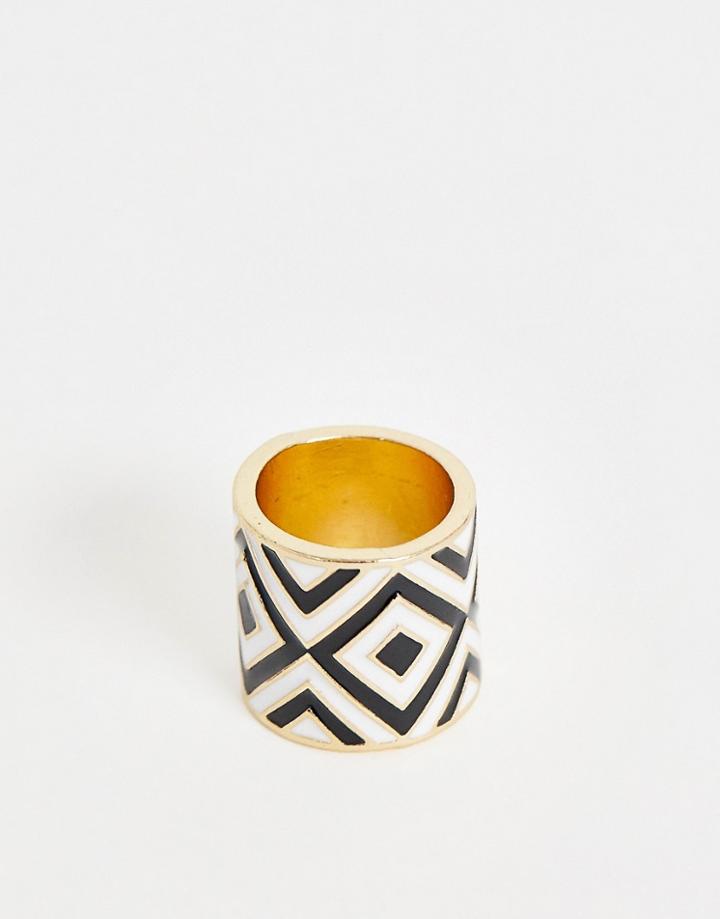 Asos Design Ring In Mono Geo Design In Gold - Gold