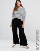 Asos Curve Wide Leg Pant In Texture - Black