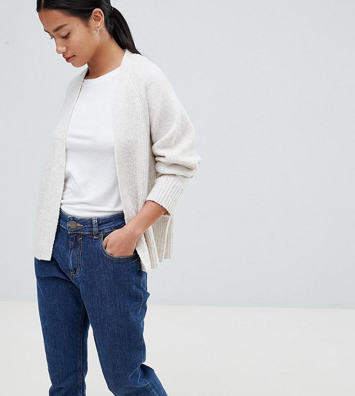 Asos Design Petite Eco Cardigan In Fluffy Yarn - Beige