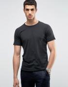 Selected Homme Raglan T-shirt With Curved Hem - Black