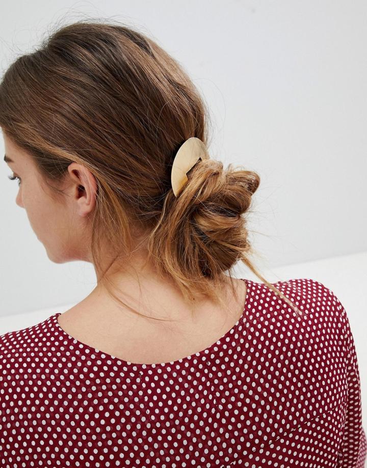 Orelia Brushed Semi Circle Barrette Hair Clip - Gold