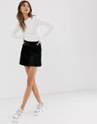 Monki Cord A-line Mini Skirt In Black - Black