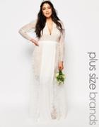 Fame And Partners Plus Lace Heaven Maxi Dress With Split - White