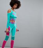 Puma Exclusive To Asos Panel Mesh Leggings In Pink And Green - Red