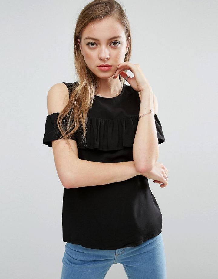 Pieces Ibbi Ruffle Top - Black