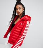 Adidas Originals Three Stripe Padded Jacket In Red - Red