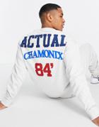 Asos Actual Oversized Sweatshirt With Front And Back Graphic Text Prints In White Heather