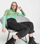 Collusion Roll Neck Tie Dye Top In Green