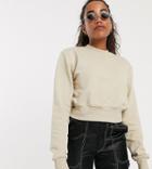 Collusion Boxy Crop Sweat In Beige
