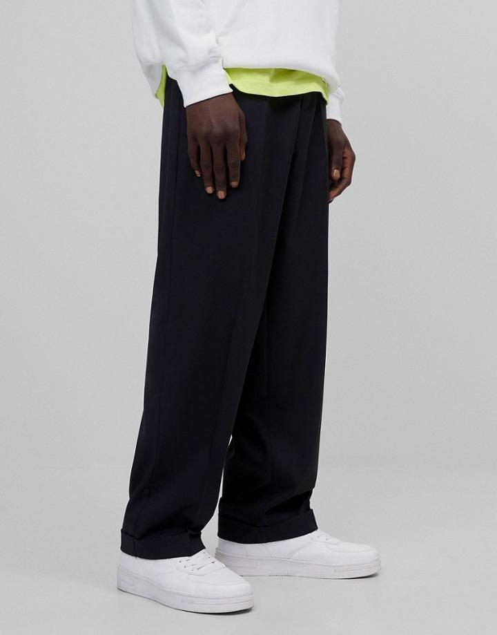 Bershka Wide Leg Pants In Black