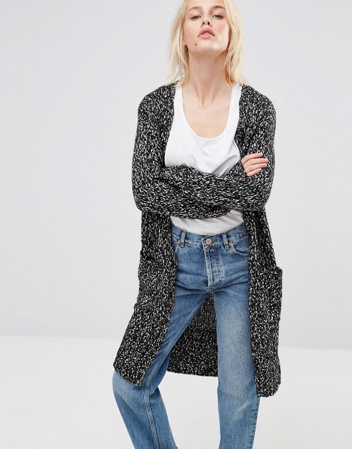 H.one Salt & Pepper Longline Cardigan - Black Combo