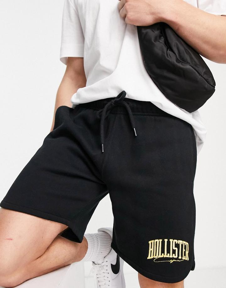 Hollister Varsity Logo Sweat Shorts In Black