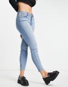 Asos Design Low Rise Skinny Jeans In Light Blue-blues