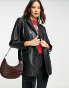Object Real Leather Blazer In Black