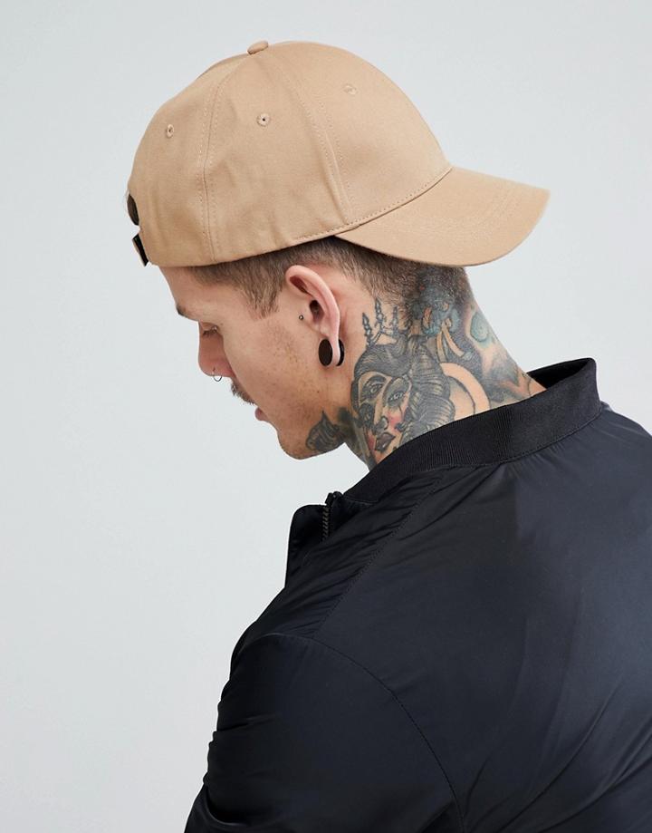 Bershka Plain Baseball Cap In Camel - Tan