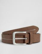Asos Belt With Stitch Detail - Brown