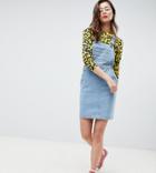 Asos Design Tall Denim Overall Dress In Vintage Blue
