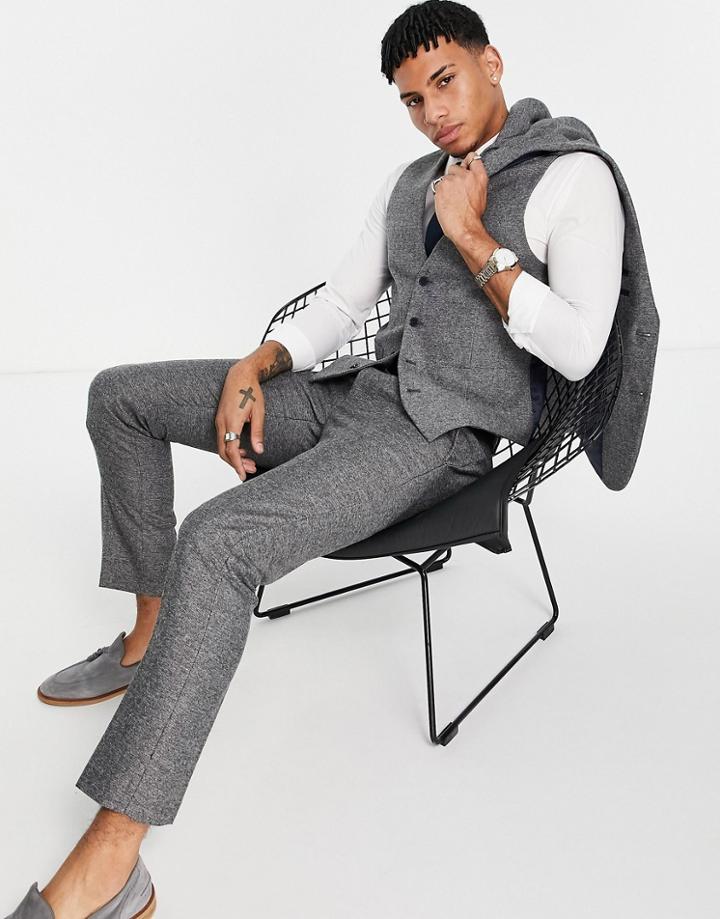 French Connection Slim Fit Herringbone Suit Pants-grey