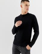 New Look Cable Knit Sweater In Navy - Navy