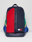 Tommy Jeans 90's Capsule Color Block Backpack In Navy/red - Multi